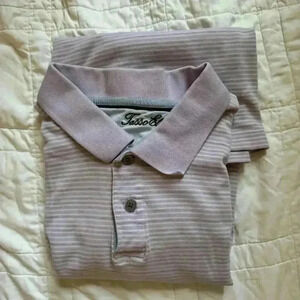 Striped golf polo collared button t-shirt Tasso Elba mens large pastel purple